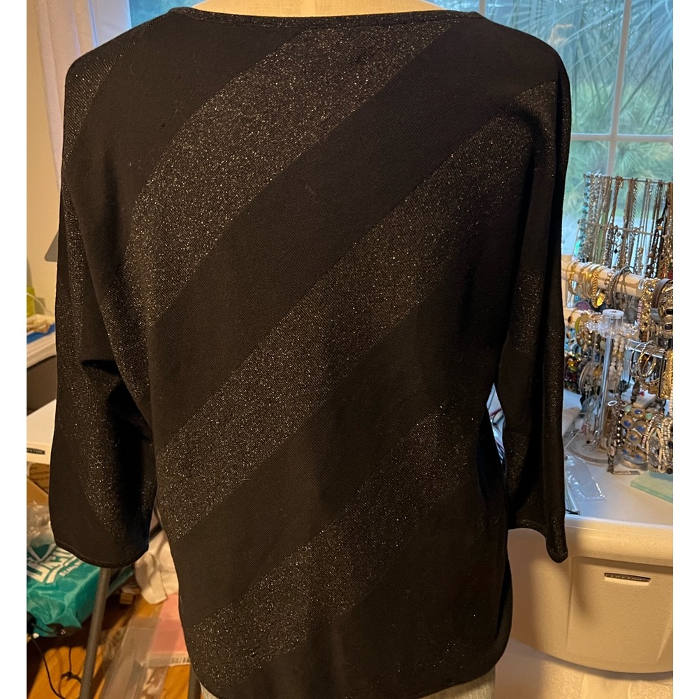 Jones New York 3/4 Sleeve Light Weight Dressy Metallic Sweater Large